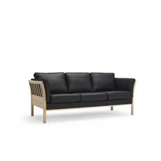 Kragelund Aya K 129 sofa (3 pers. sofa - L197 x D80 x H84 cm, Stofgruppe 4, Sæbebehandlet eg stel, Højre vip armlæn (+30 cm))