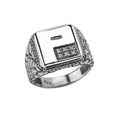 Men's Letter P CZ Ring in Sterling Silver - silver