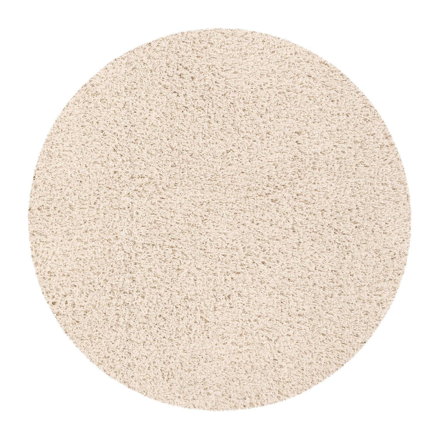 Lila Shag 520 Creme Rund Tæppe Ø100 cm.