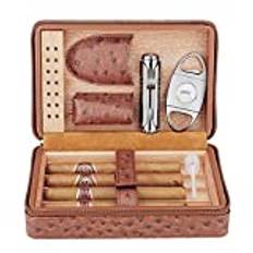 PIPITA Cigarrhumidor, cigarrlåda med hygrometer och luftfuktare, cederträ skrivbord cigarrhumidorer för 25–50 cigarrer (glastopp), Brun, Retro