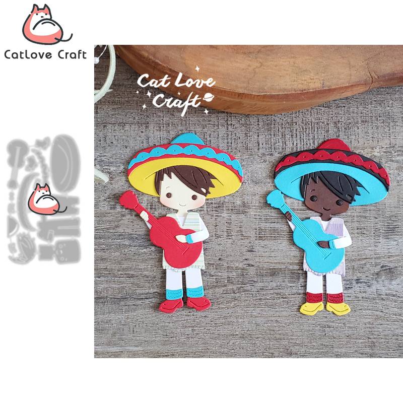 Catlove Guitar Mexican Boys Metal Cutting Dies Scrapbooking Stencil Die Cuts Card Making DIY Craft Embossing New Dies For 2023