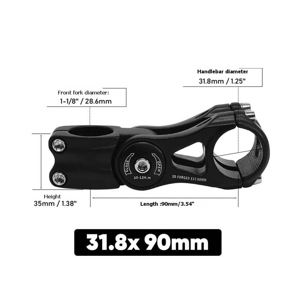 Adjustable Bicycle Stem, Fits 31.8mm Handlebars - MTB Stem Riser/Modification Accessory 31.8mm-90mm