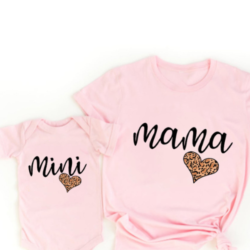 Mini Fashion™ - Mamma & Dotter - Matchande skjorta och romper Rosa - Mamma / Bebisar 70 - (12-18 månader) | Pedagogiska Träleksaker