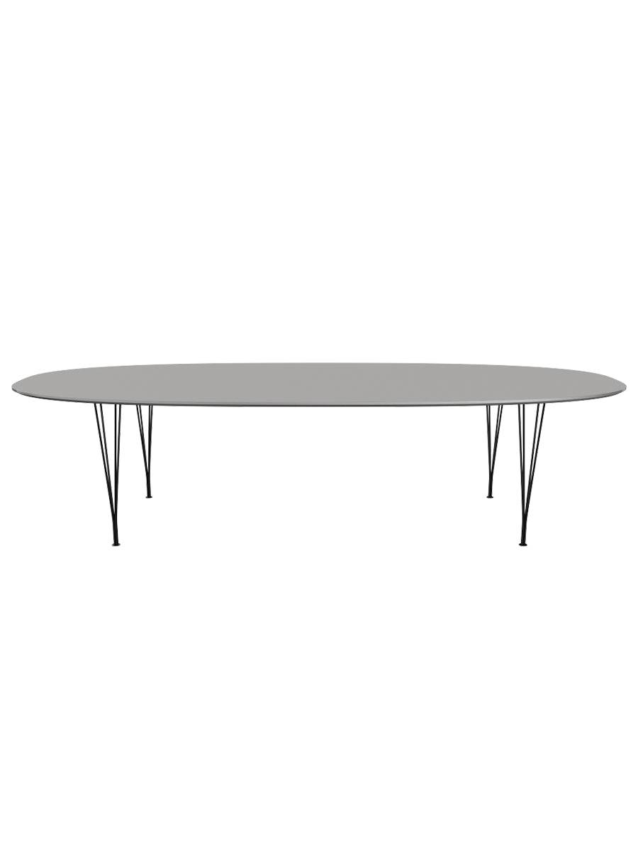 Piet Hein B617 Superellipse spisebord, 300 x 130 cm fra Fritz Hansen Grey Efeso m. alukant - Sort stel - Jacobsen Plus
