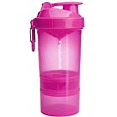 Smartshake Original2Go Shaker Protein Liten Rosa Flaska med Förvaring 400ml till 600ml- BPA Fri Vattenflaska till Gym Läckagesäker Proteinshaker till Träning, Neon Pink