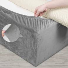 DUJUIKE Sängöverdrag, alternativ till traditionell fullt elastisk sängkjol, överdrag för sängar, enkel att installera (Cal King Bed Width: 180–190 cm, ljusgrå)