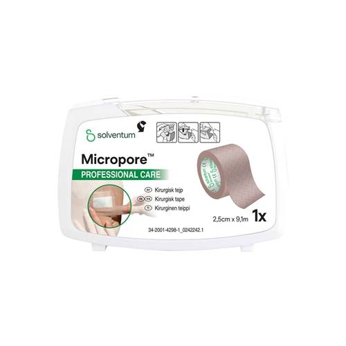 Häfta papper Micropore - 2,5cmx9,1m beige hållare st-p - 6 st