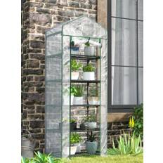 Clear 69x49x193 cm Outsunny small greenhouse with 5 level shelves