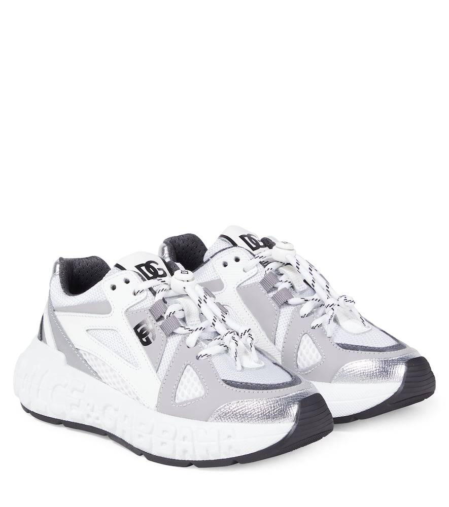 Dolce&Gabbana Kids Zapatillas con piel y logo grabado - gris - EU 33