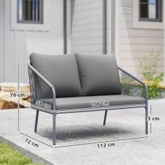 Loungesoffa balkongsoffa 112 x 72 x 76 cm grå - Grå