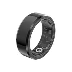 Smart Fitness Tracker Ring, Sömnövervakning Hälsodataövervakning Stegräknare Sportring med APP för Android IOS, Keramik Rostfritt Stål IP68 Vattentät Health Ring (svart)