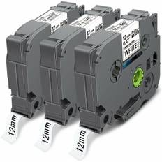 12 mm sort på hvid lamineret kassette, kompatibel med Brother PT-H100LB, H107B, E110, H200, P300BT, P700, D400VP, TZe-231, TZ231, TZ-231