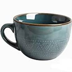 Arawat Stor Mugg 700ml Te Muggar Stora Keramiska Cappuccino Muggar Stor Jumbo Cup Soppskål Med Handtag Kaffemugg Stora Spannmålsskålar Med Sked Kaffe Te Spannmålsmugg Kopp Porslin