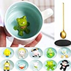 Arawat Mug Frog 3D Djurmuggar Gåvor med grodfigur inuti 350 ml te mugg med sked underlägg Söt kaffe te mugg groda mugg födelsedagspresent till pojkvän pojkar kvinnor män