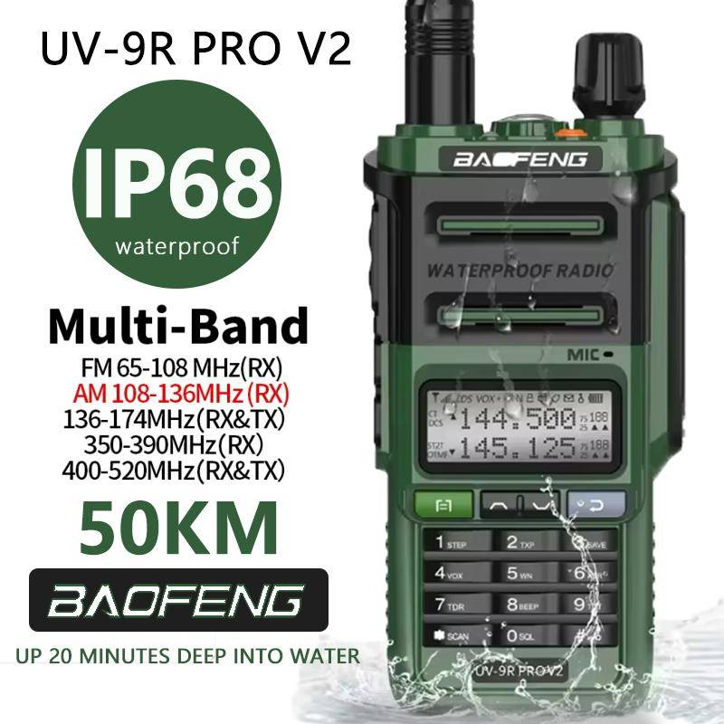 BAOFENG UV 9R Pro V2 IP68 Waterproof Walkie Talkie Tri-Power Type-C Charger Dual Band Ham CB Radio Two Way Radio of UV 9R Plus