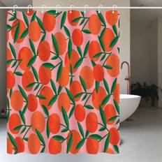 TEMU 1pc , Small Fresh Orange Fruit Shower Curtain, High End Elegant Bathroom Curtain, Bathroom Decoration Pattern
