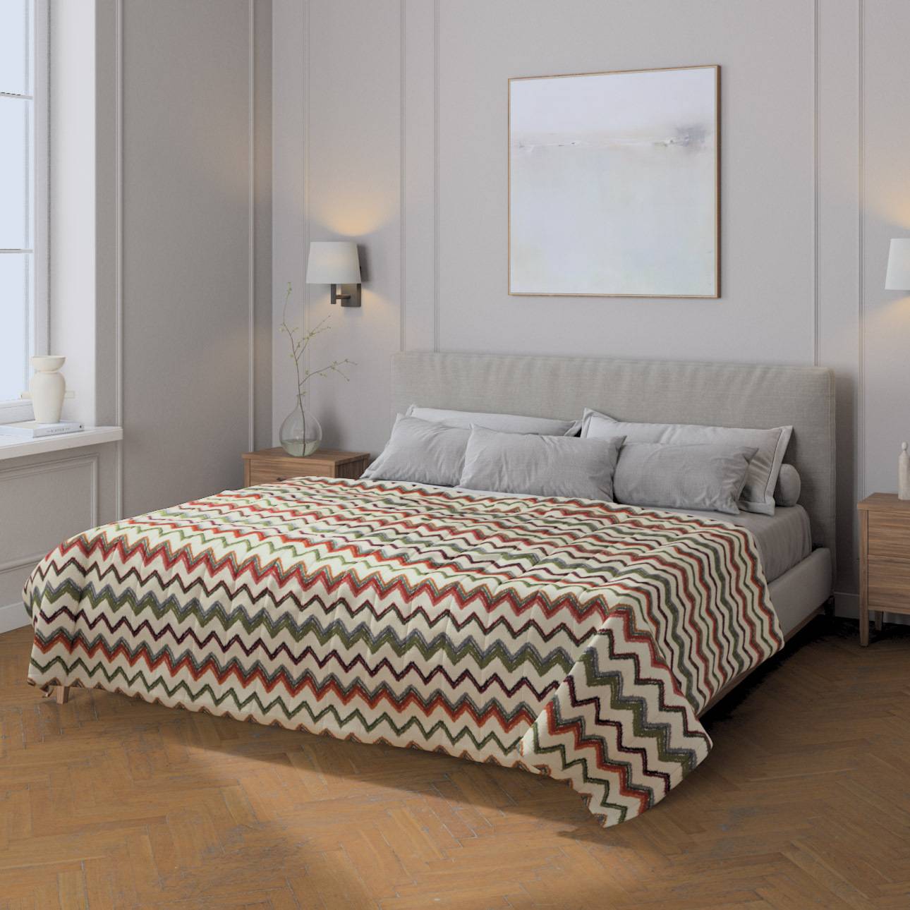 Sengetæppe quiltet<br/>10cm striber, Bouclé creme mv., Cosy Home