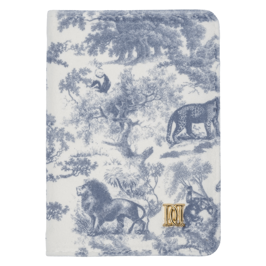 DARK Velvet Passport Cover Country Blue Savannah Pattern
