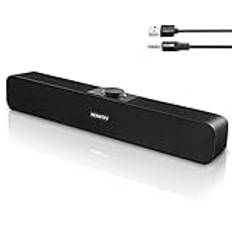 HEANTTV Computer Lautsprecher, 2.0 Bar Lautsprecher, PC Soundbar Hi-Fi Stereo Sound, USB Betrieb, Computer Lautsprecher für PC, Monitor, Laptop, Musik, Ps5, Ipad, Tablet, Smartphone
