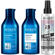 Redken Extreme Shampoo, Conditioner and One United Multi-Benefit Leave-in Treatment, Strength Repair Bundle for Damaged Hair