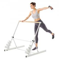 VEVOR Balletbarre, Fritstående Bærbar Barre Bar, Hjemmefitness Træningsudstyr til Mavemuskler, Arme, Styrketræning og Cardio, Let at Opbevare Sammenklappelige Stretching Dansestænger, 4 Niveauer Højdejusterbar