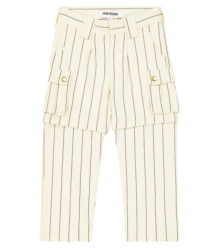 Mini Rodini Pantalones cargo de algodón a rayas - blanco - M 24/36
