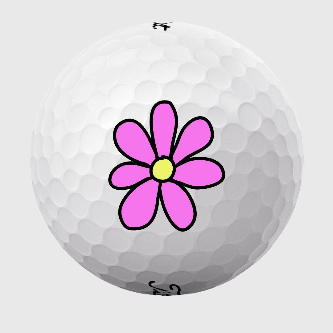 Golfbolde med pink blomst