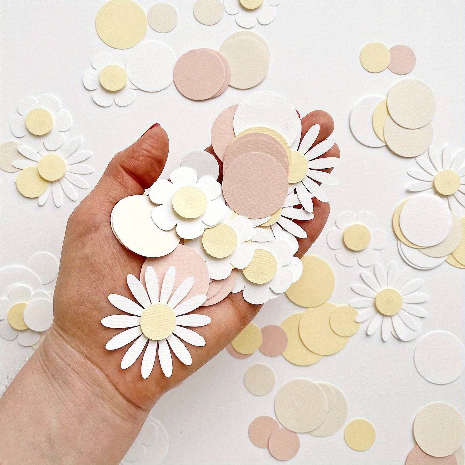 Set, Sweet Round Daisy Flower Paper Confetti Wedding Flower Tabletop Table Birthday Party Theme Decoration Gift Box Decorations, Halloween Decorations, Christmas Decorations