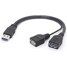 tomost USB 3.0 hona splitter kabel – USB 3.0 hane till dubbel USB hona extra förlängningssladd Y-adapter för 2,5 tum mobil hårddisk 25 cm (1 hane till 2 hona)