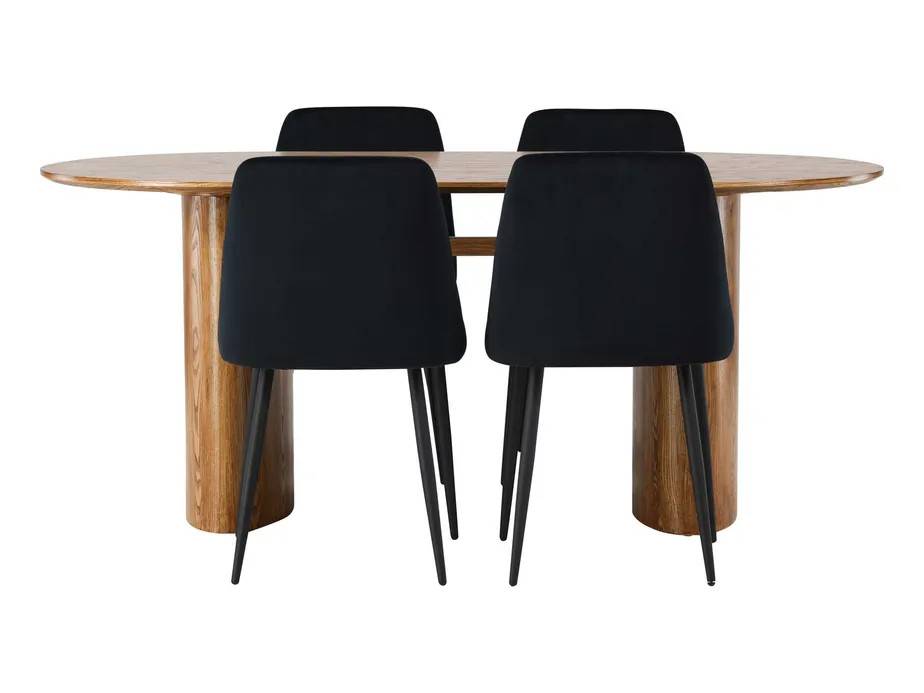 Venture Design Isolde & Night spisegruppe Sort/natur 4 stole og borde 180 x 90 cm