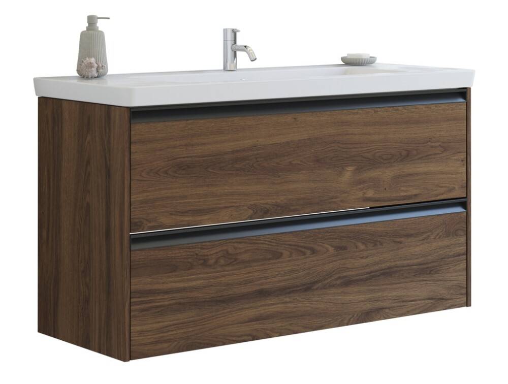 Scanbad underskab med vask Delta/Lazuli integreret greb brun eg 120 cm