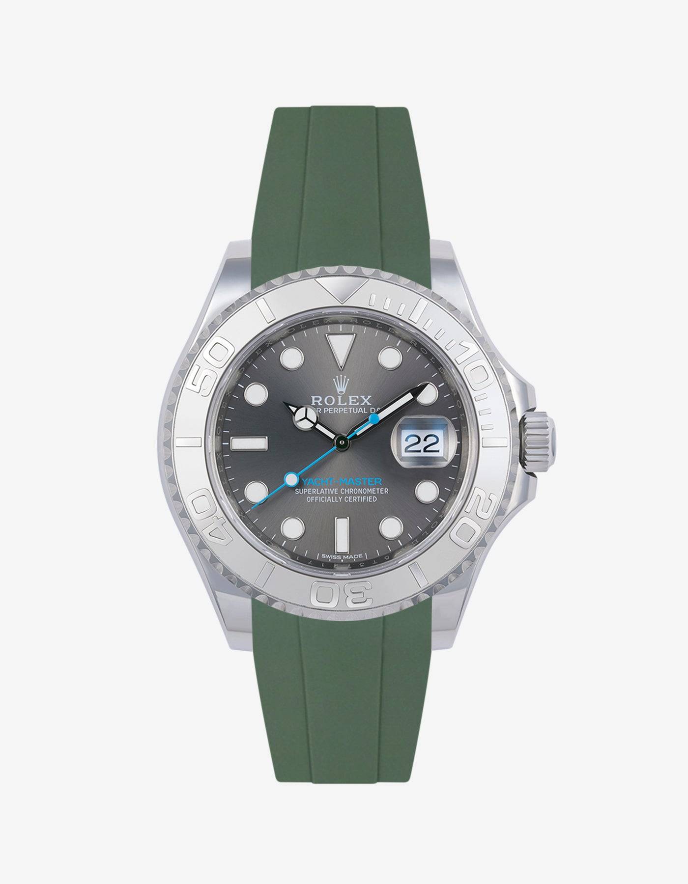 FKM Rubber Strap for Rolex Yacht-Master 116622 & 126622 40mm | Wristbuddys.com Military Green