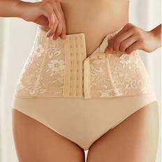 Women Waist Trainer Corset, Slimming Tummy Control Shapewear, Floral Print Waist Cincher - Apricot - L,M,S