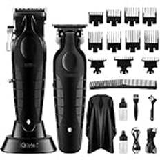 KEMEI Svart professionell hårklippare och trimmer set, elektriska hårklippare för män, sladdlösa frisörklippare, T-blad, konturtrimmer, USB-laddningsbar, km-2296, km-2299