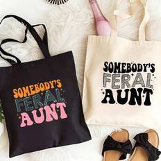 "Cool Aunts Club" Tryck Minimalistisk Lätt, Bärbar, Klassisk, Avslappnad Mode Enfärgad Tygväska Svart Shopping Original Unisex Resväskor Hopfällbara S - Multifärgad