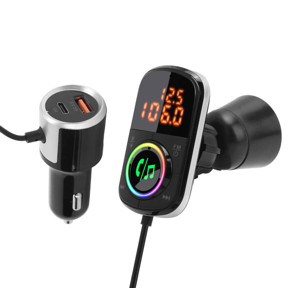 Giv din køreoplevelse et løft: Bluetooth FM-sender til bilen med levende LED-baggrundsbelysning, hurtig og sikker opladning, klare håndfri opkald