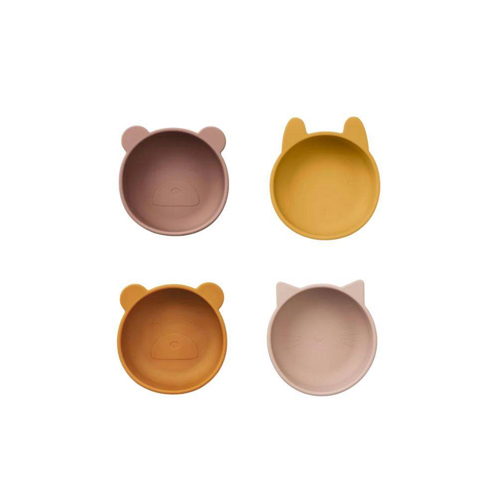 LIEWOOD Living Mealtime Iggy Silicone Bowls 4-Pack Rose Mix