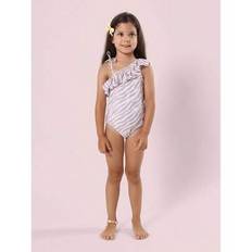 Enaxlad Volangbaddräkt Flicka Sommar Barn Strand Simbassäng Baddräkt Solskydd - Brun (6Y,7Y,4Y,5Y)