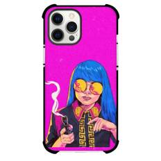 Pop Art Pattern Case For iPhone Samsung Galaxy Pixel OnePlus Vivo Xiaomi Asus Sony Motorola Nokia - Blue Hair Girl Fired a Pistol Pink Background