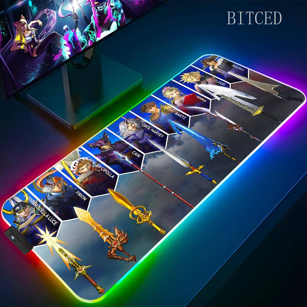 Rgb Final Fantasy Musmatta Laptop Musmatta Spel Cool Musmatta Stor Spelmusmattor Hastighet Cool LED Skrivbordsmatta med Bakgrundsbelysning