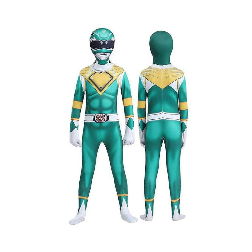 (100, Green) Mighty Morphin Power Rangers Cosplay Costume Jumpsuit Bodysuit Party Fancy Dress Set for Men Women