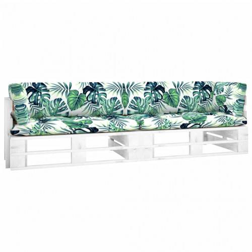 Pallsoffa 2-sits med dynor vit impregnerad furu