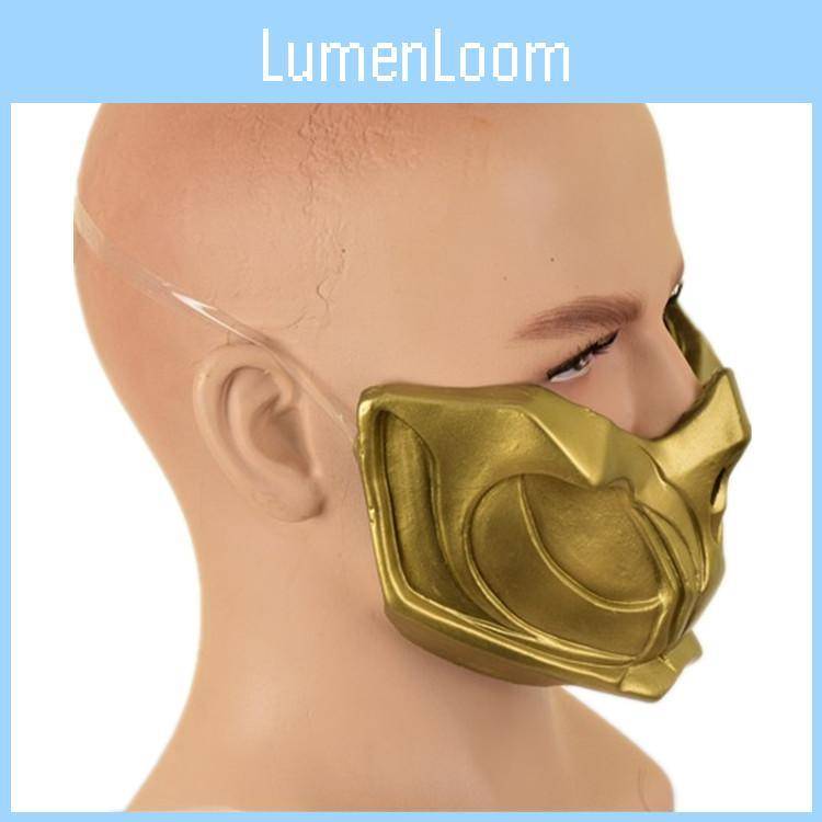 Ny Mortal Kombat 11 Scorpion Halvmask Latexmask För Halloween Cosplay Kostym cm yellow