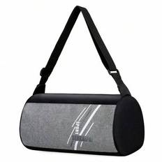 Casual Color Block Cylinder Sport Sling Bag, Casual Letter Mönster Cylinder Sport Fitness Bag, Portabel dragkedja Lätt reseväska Unisex daglig användn - Multifärgad