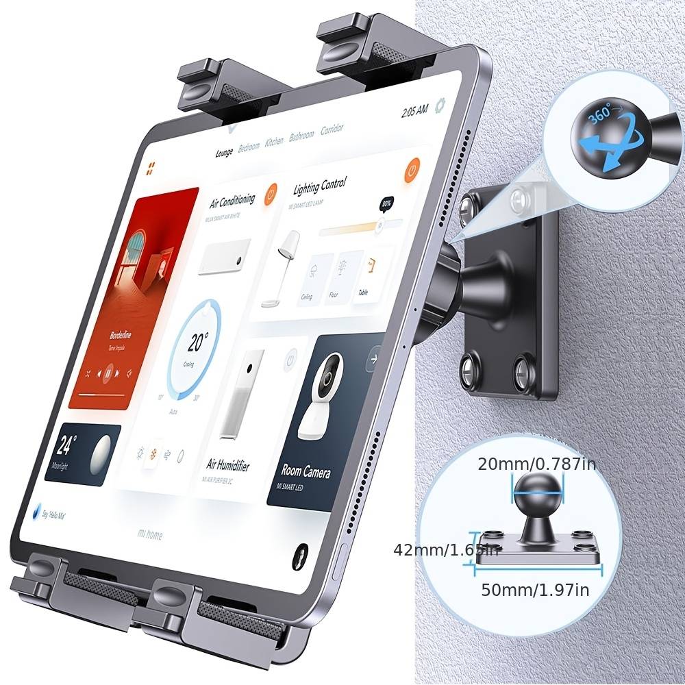 Ohlpro Universal Tablet Wall Mount Holder For 7-11 Inch Tablet Smartphone Ereader, 360° Adjustment Compatible With Ipad, Iphone, Fire Hd, Galaxy Tab, Switch, Drilled Screw Mounting