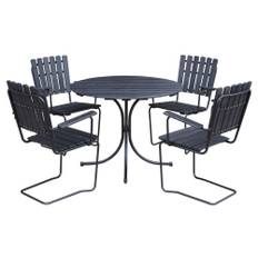 Matgrupp Baltic Garden Vaxholm Bord + 4 Stolar Svart