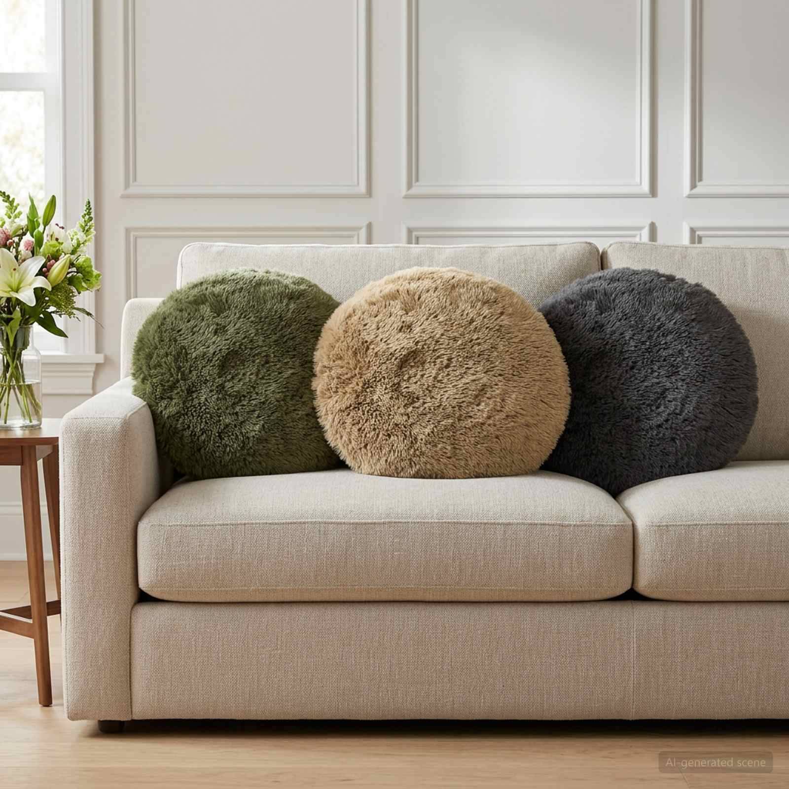 vidaXL Kudde 2 st HEERLEN Ljusgrön Ø 30 cm PV Fleece