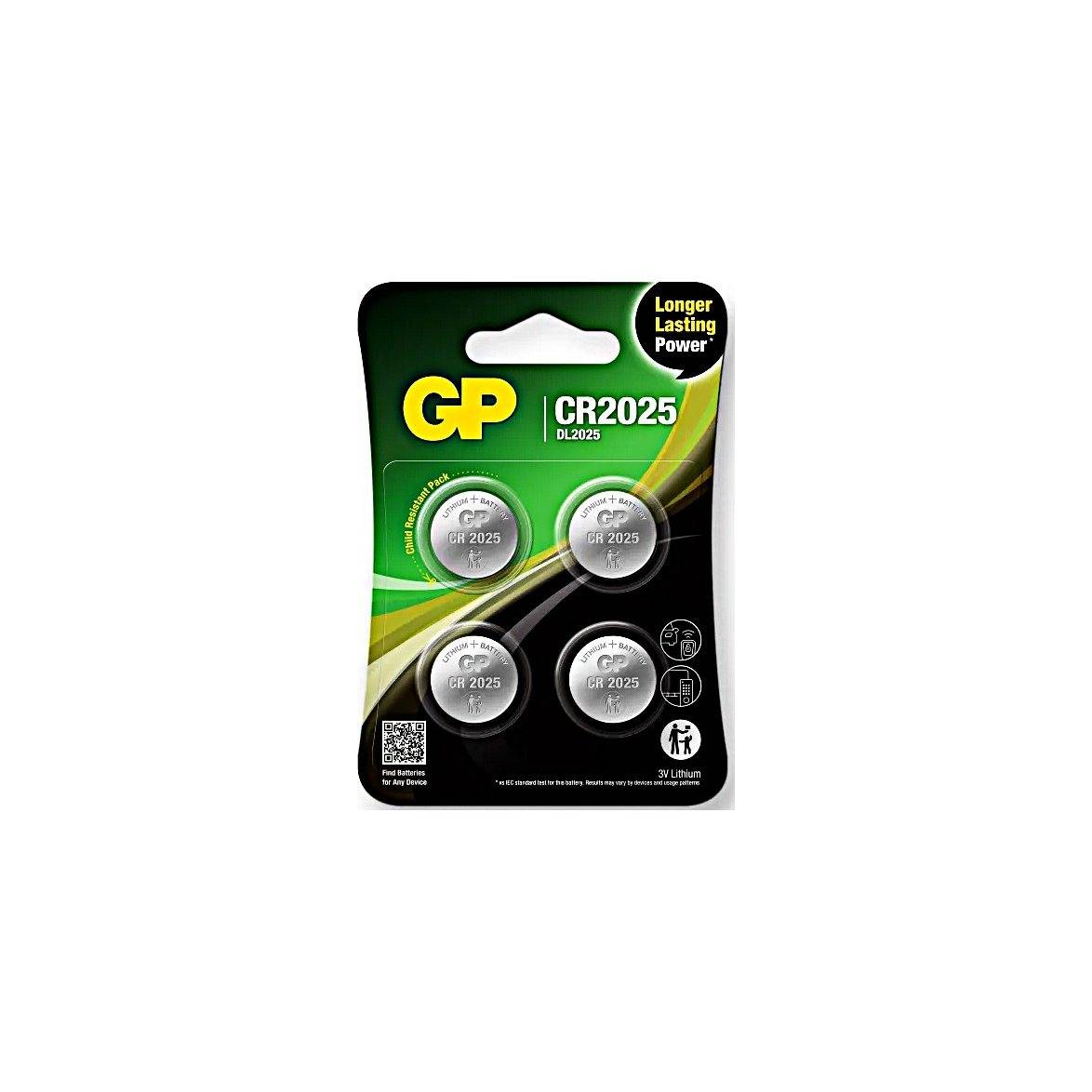 Gp Cr2025 3V Lithium 4-Pack Knappcellsbatteri *