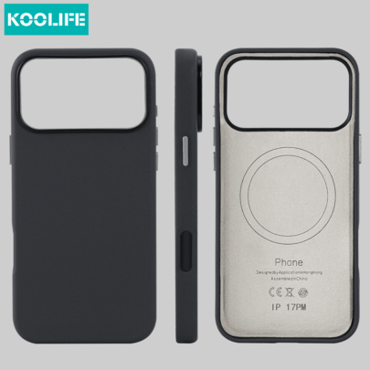 Koolife 1 st svart magnetiskt PU-läderskal, PC+TPU stötsäkert skyddsfodral, MagSafe-kompatibelt för Apple 17/17Pro/17ProMax/16/15/14/13, matt finish m (Multi-size)