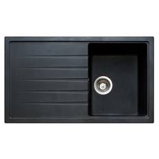 Secher Hjørring 340 BK1 BA køkkenvask 860 x 500 mm. m/Afløbsbakke, Sort Granitek